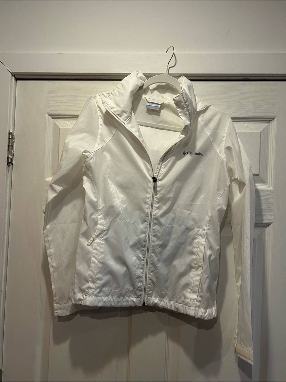 Columbia White Hooded Lightweight Jacket